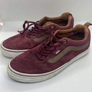 VANS shoes skateboard shoe pro burgundy suede and leather Men's size 9